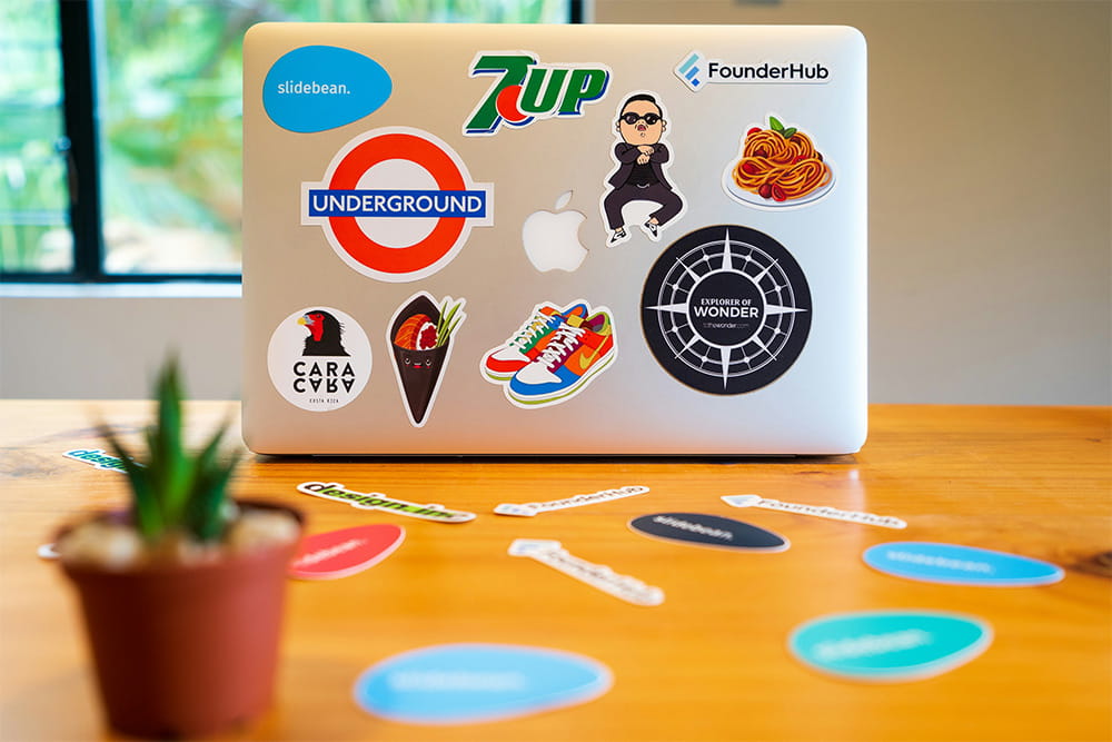 laptop with stickers